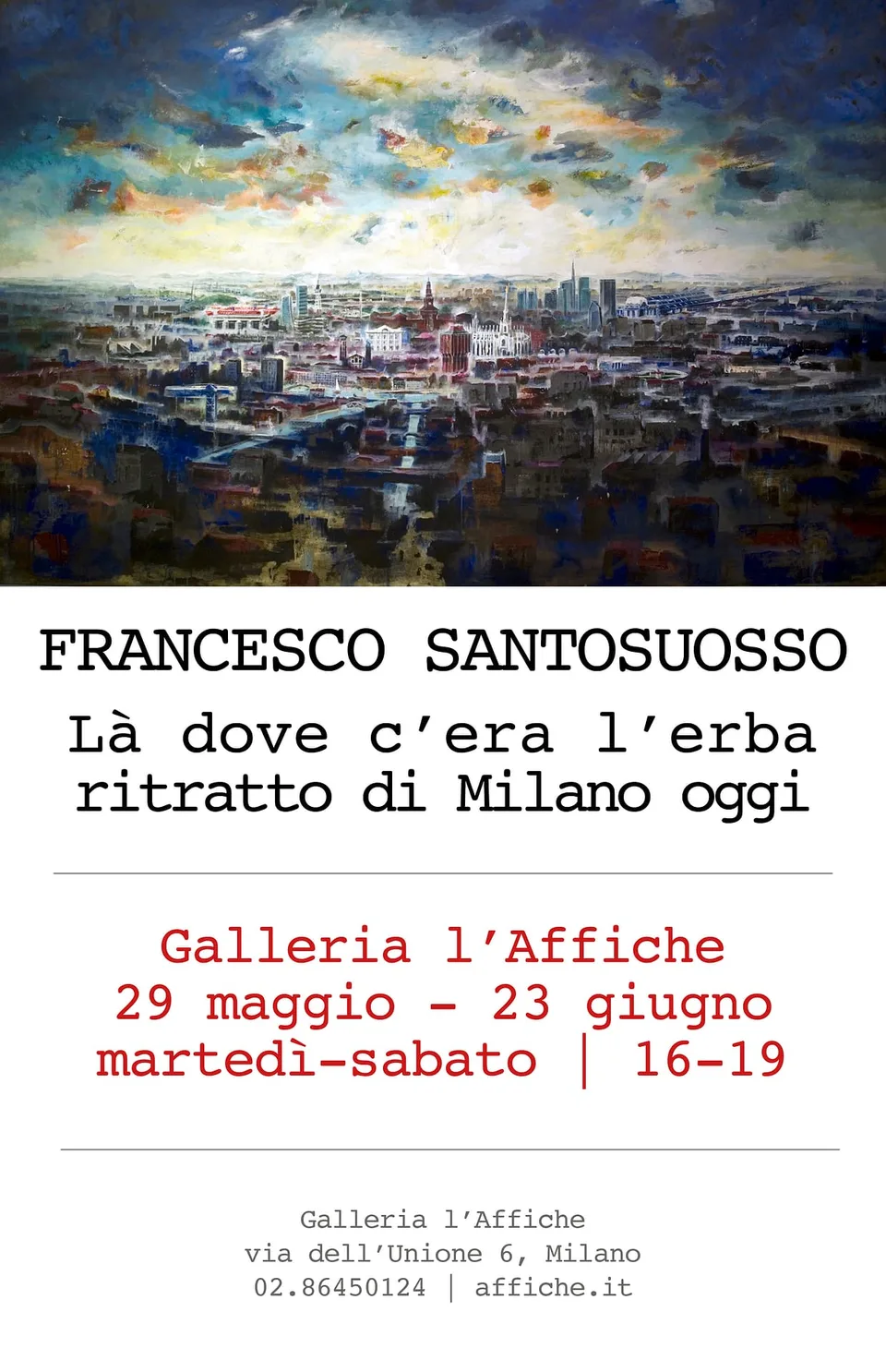 Invito alla mostra Là dove c'era l'erba, Galleria l'Affiche
