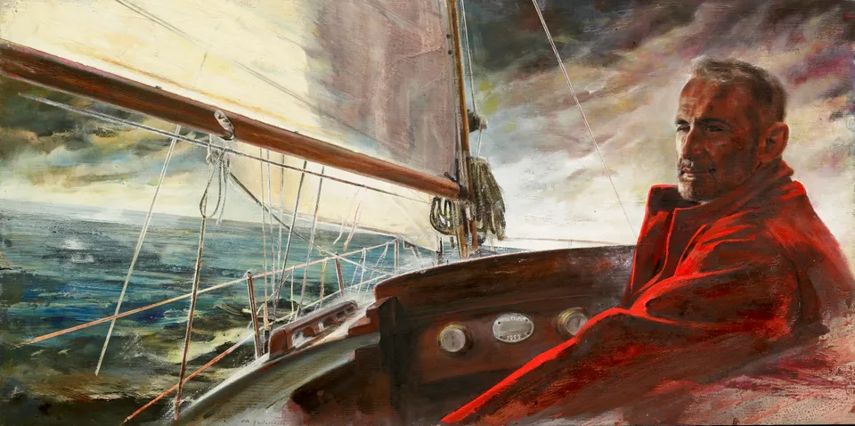 Francesco Santosuosso, 29 ENEASKIPPER sul Bettina, 2008, acrilico su tavola, 50×100 cm