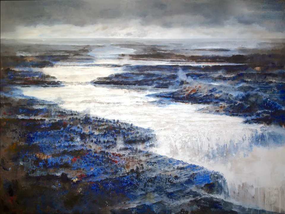 Francesco Santosuosso, Apocalictic river, 2019, olio e acrilico su tela, 150×200 cm