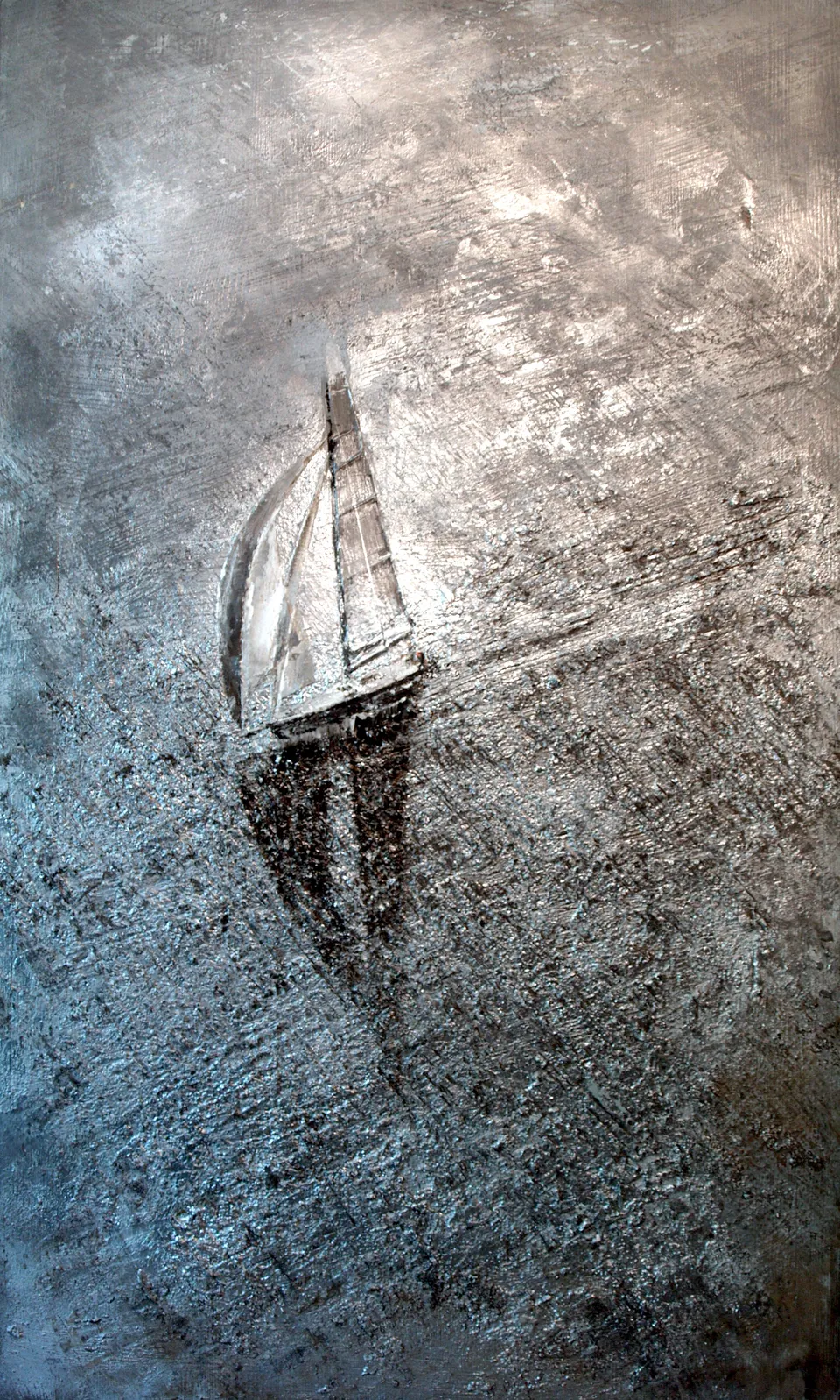 Francesco Santosuosso, ARGENTO- stucchi e, 2016, smalto su legno, 60×100 cm