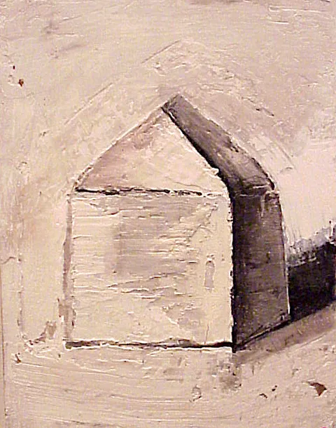 Francesco Santosuosso, Casetta, 2001, stucco e olio su tavola