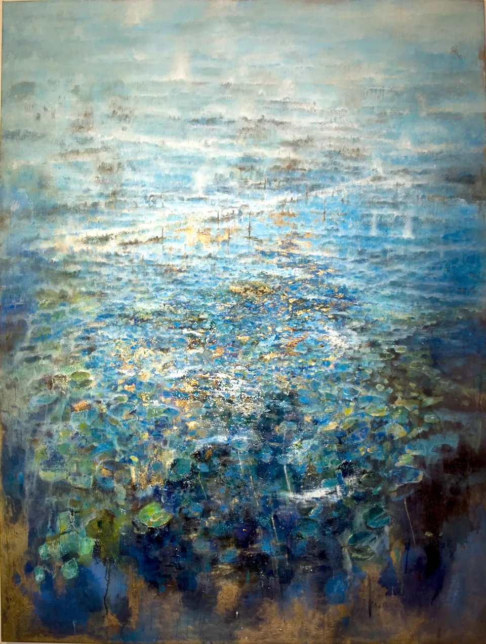 Francesco Santosuosso, Germinazione 2, 2016, olio, acrilico, resina, su tela di juta, 200×150 cm