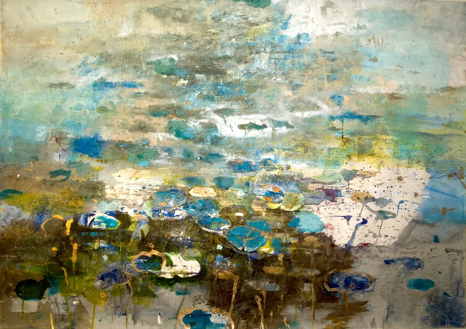 Francesco Santosuosso, Germinazione, 2017, acquarello olio acrilico su carta, 70×100 cm