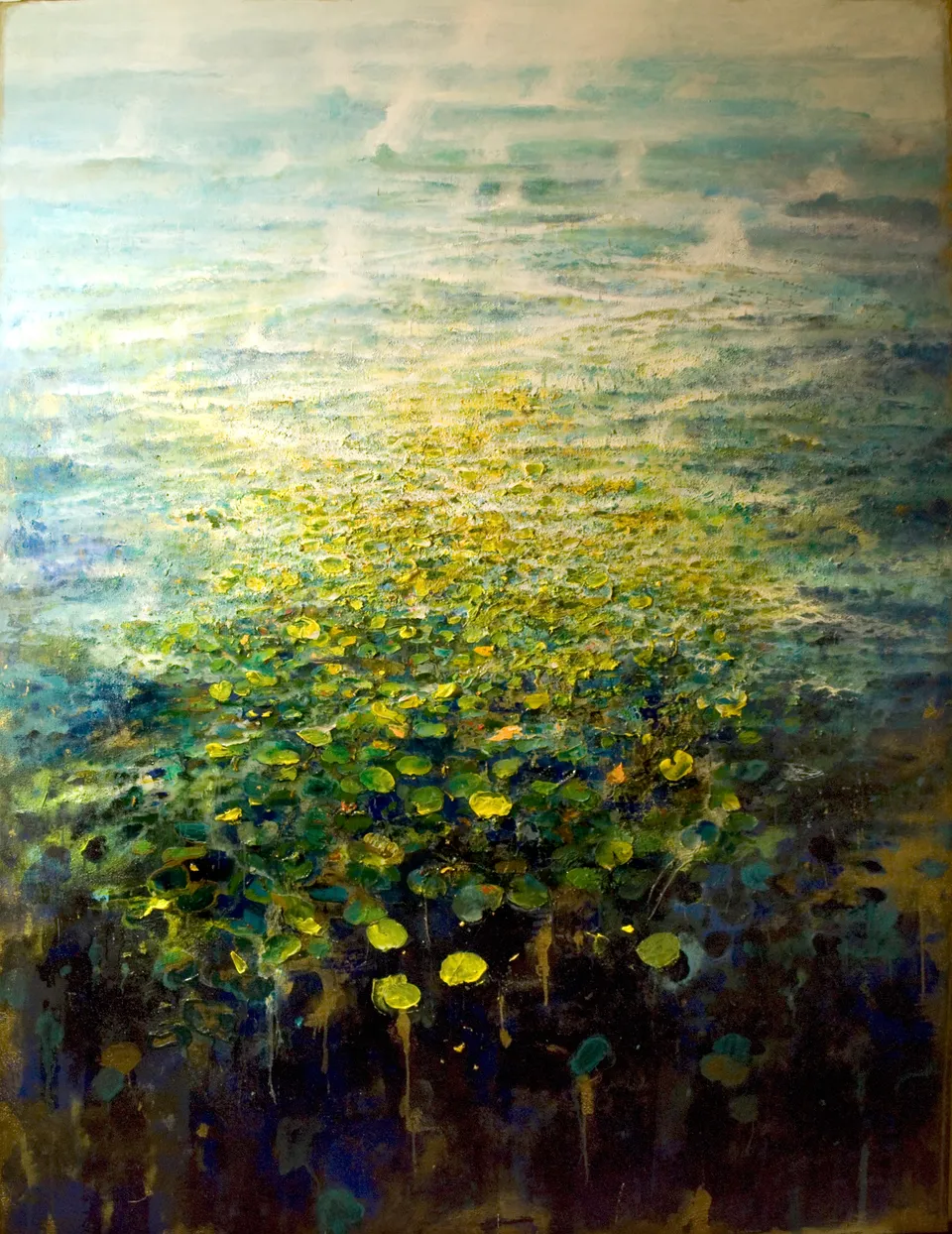 Francesco Santosuosso, Germinazione, 2016, olio acrilici smalti resina, 200×150 cm
