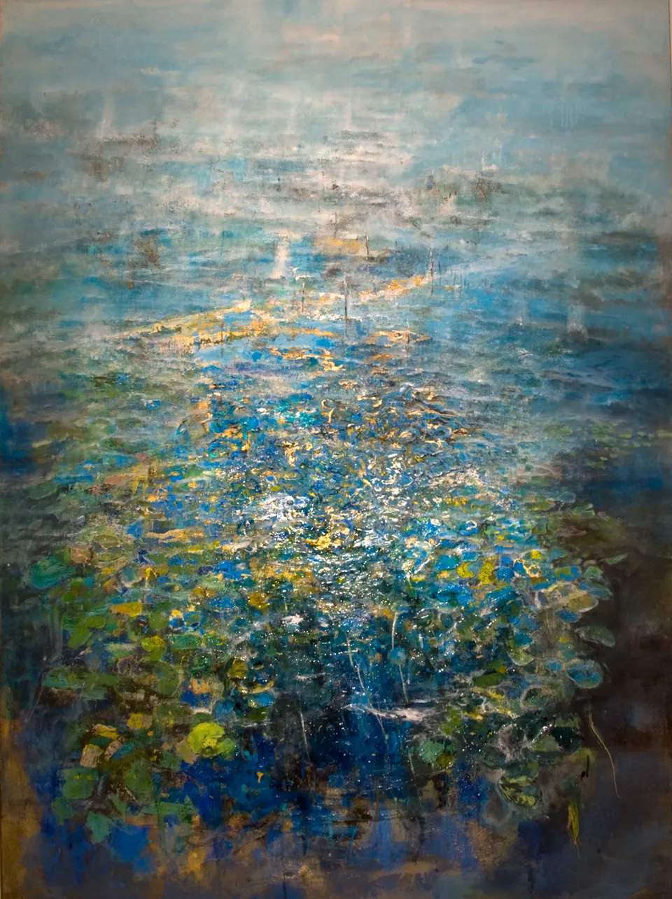 Francesco Santosuosso, Germinazione, 2014, olio, acrilico e smalti su tela, 201×145 cm