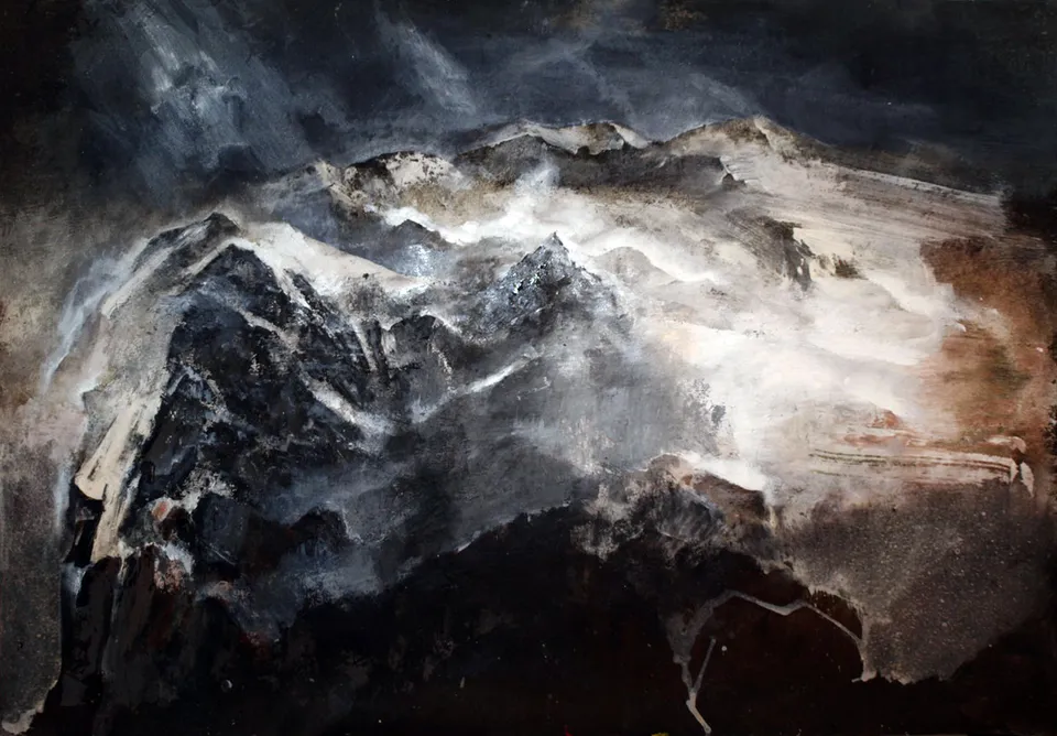 Francesco Santosuosso, Ghiacciaio, 2013, acrilico su carta, 70×100 cm