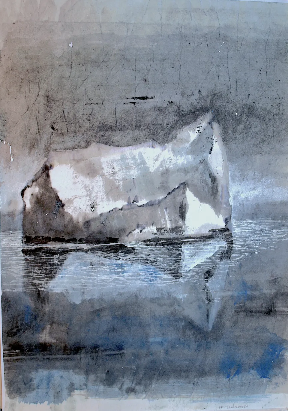 Francesco Santosuosso, Iceberg, 2024, china su carta, 35×50 cm