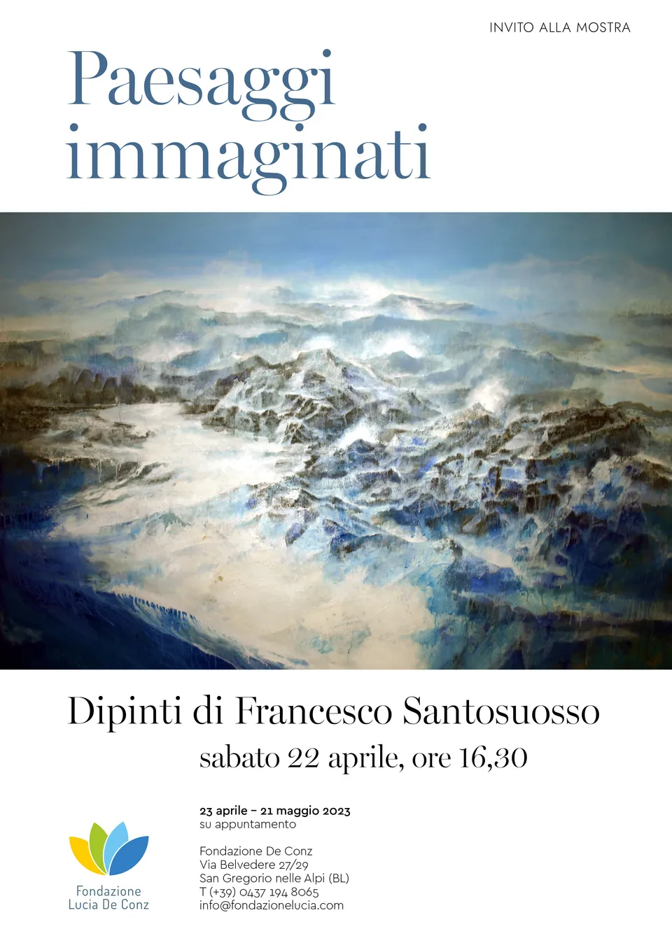 Invito alla mostra Paesaggi immaginati, Fondazione De Conz