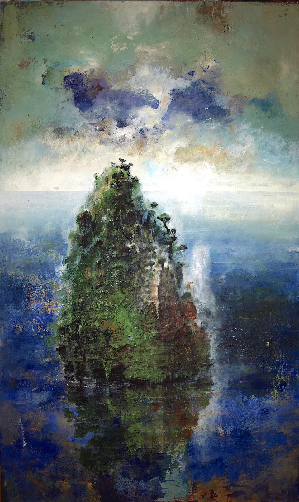 Francesco Santosuosso, Isola, 2016, olio su legno, 100×60 cm