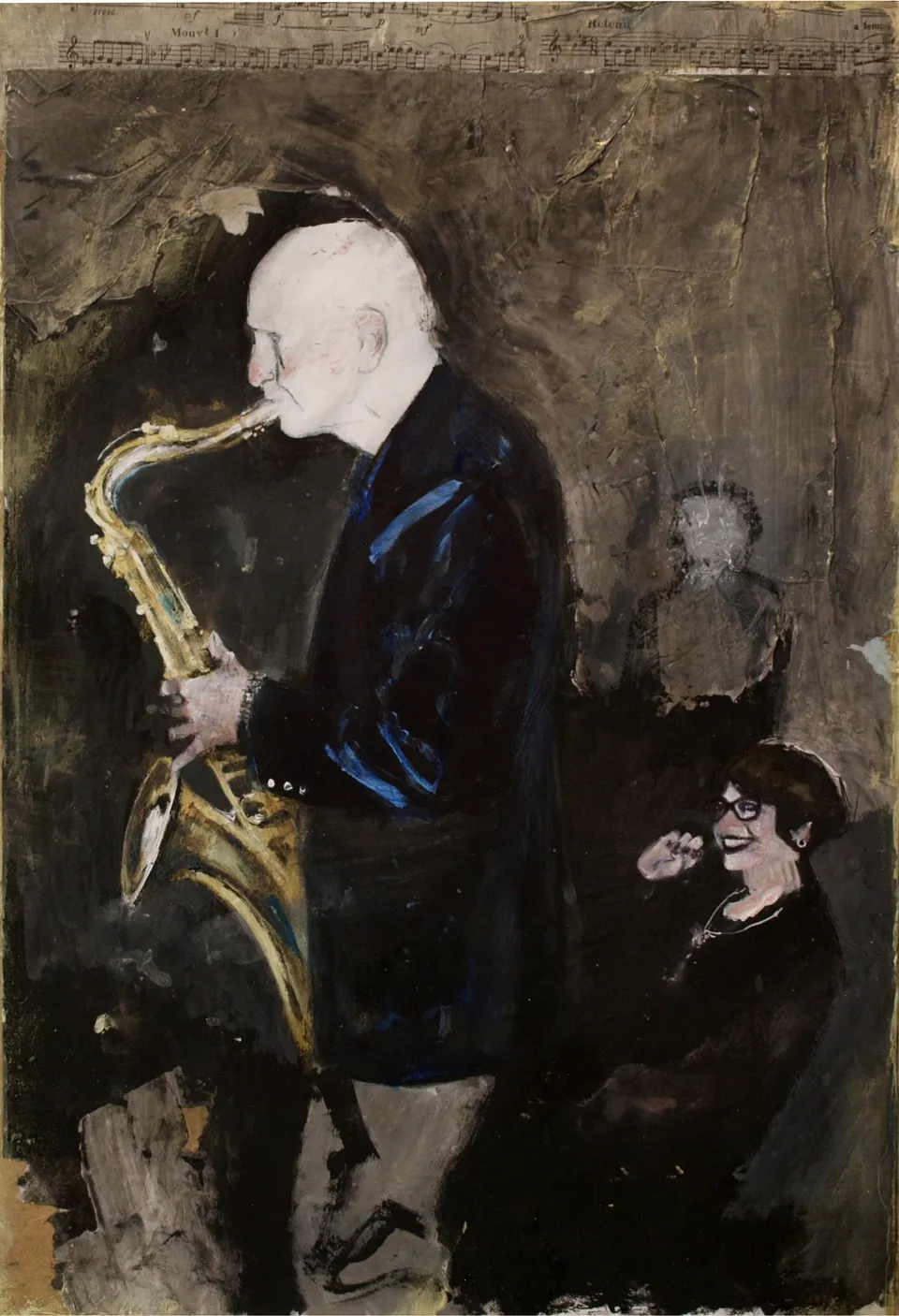 Francesco Santosuosso, Jam session 2, tecnica mista su tavola, 30×45 cm