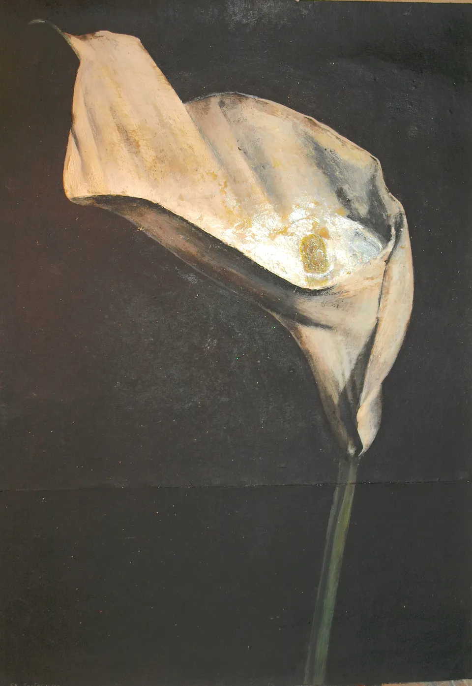 Francesco Santosuosso, L'acquetta che resta nei fiori, 2024, acrilico su carta catramata, 35×50 cm
