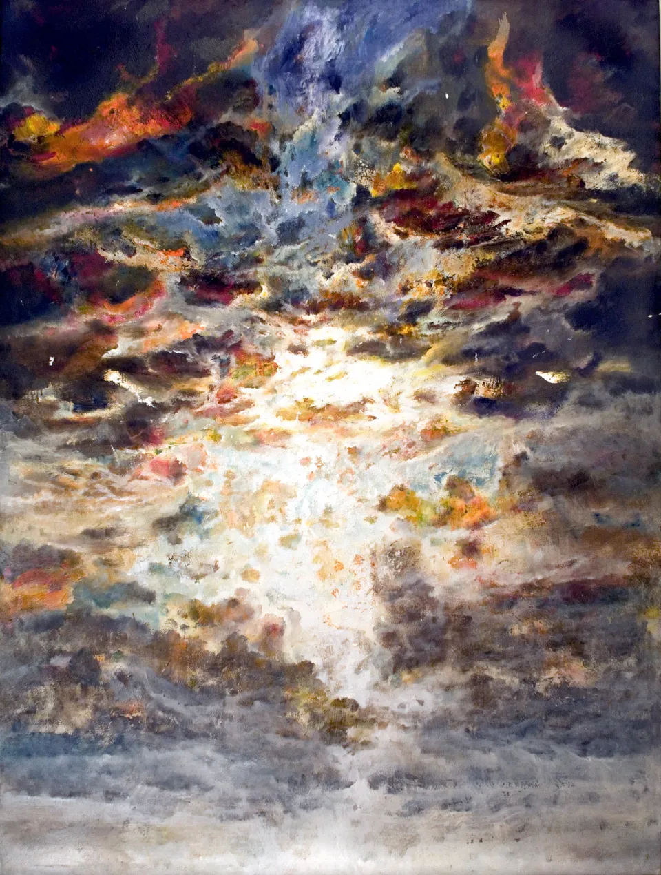 Francesco Santosuosso, L'aube dans l'espace, 2015, olio su tela, 200×150 cm
