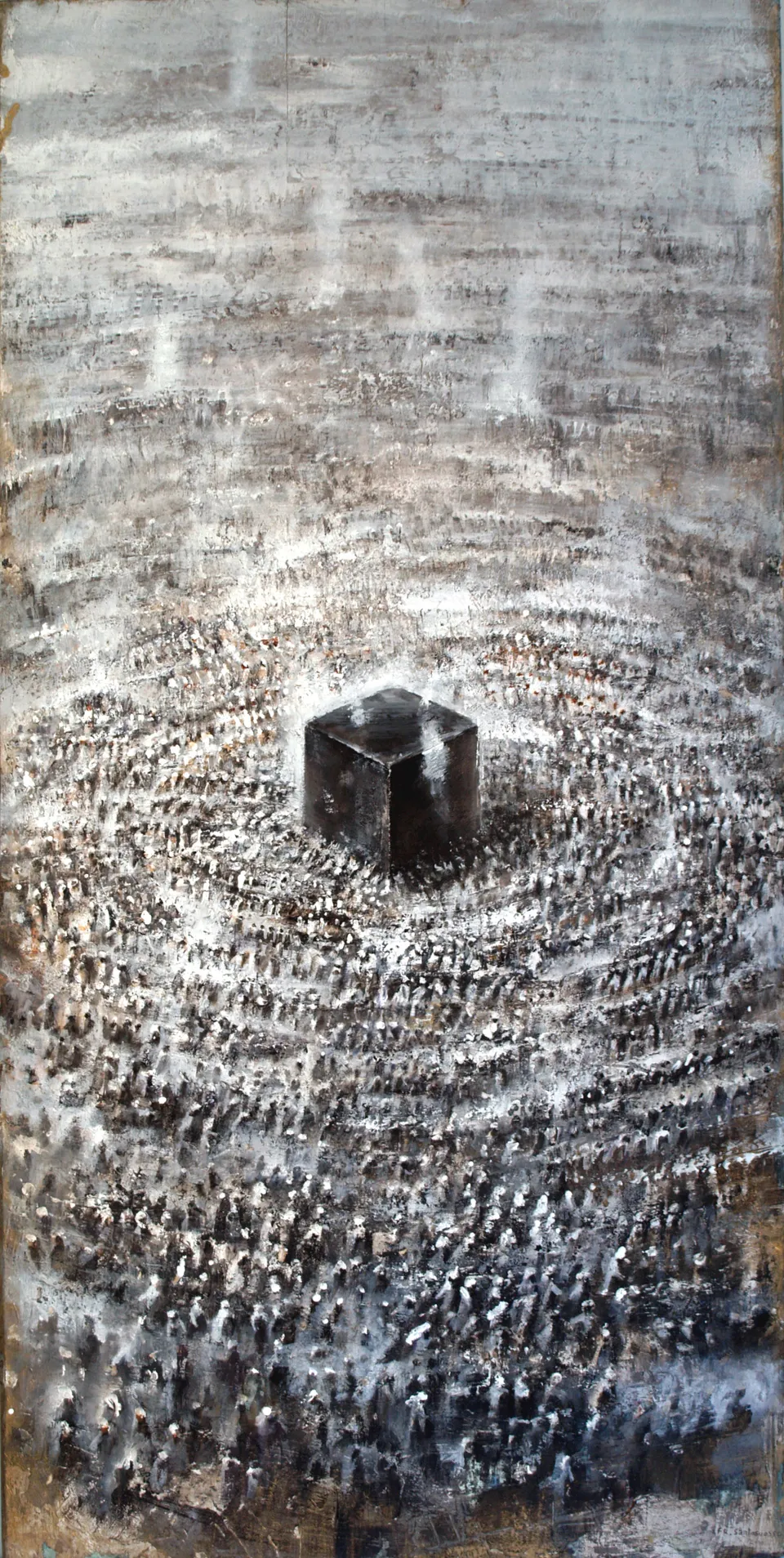 Francesco Santosuosso, La mecca, 2010, olio su tavola, 100×50 cm