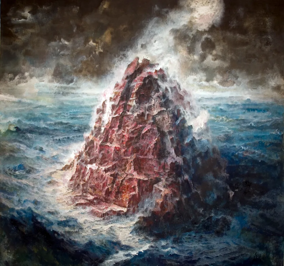 Francesco Santosuosso, La montagna sacra, 2014, olio e acrilico su tela