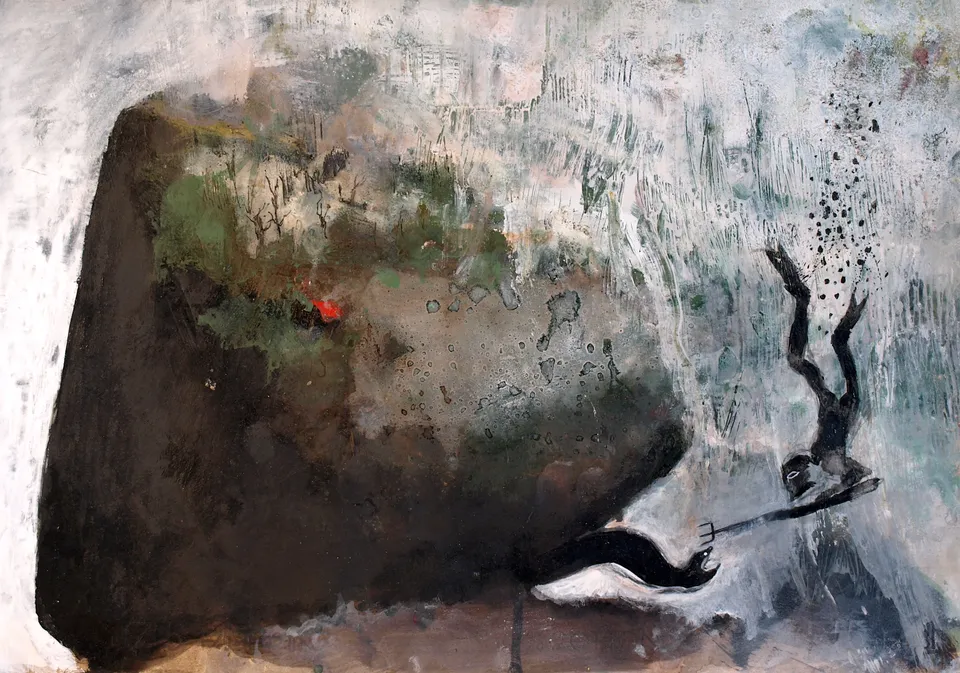 Francesco Santosuosso, La murena assassina, 2024, acrilico su carta, 35×50 cm