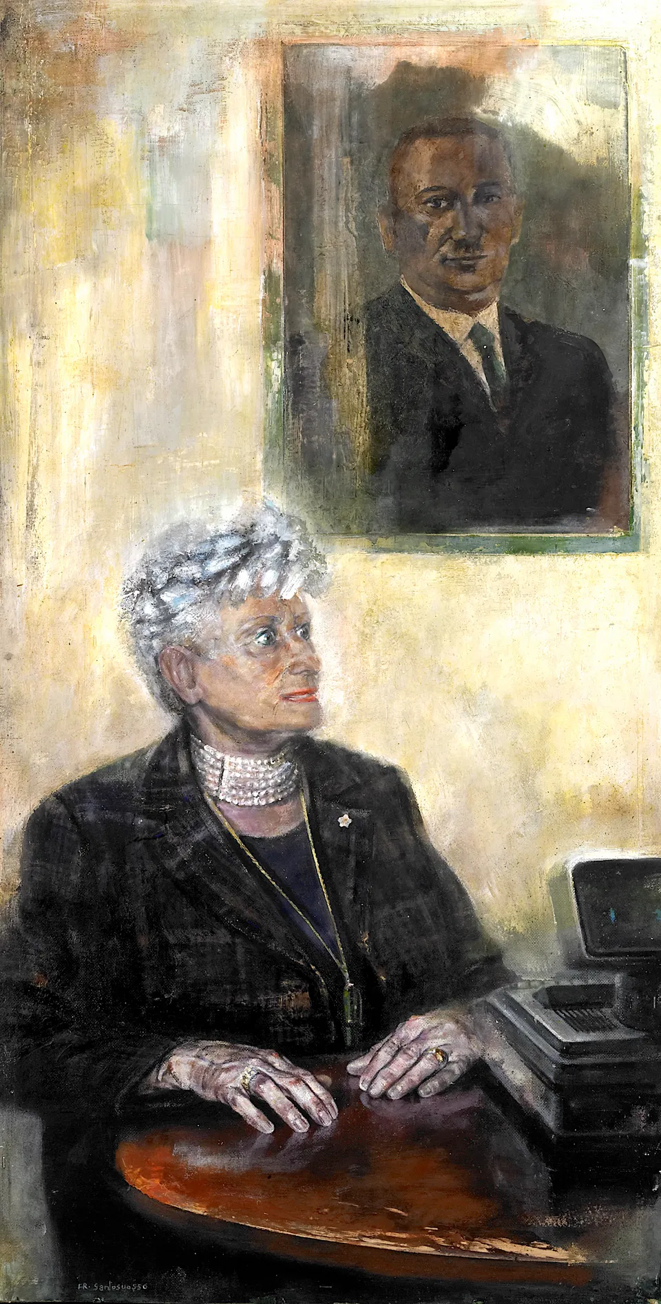 Francesco Santosuosso, La signora ERCOLESSI, 2006, olio su tavola, 114×60 cm