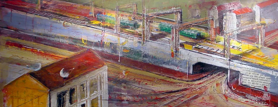 Francesco Santosuosso, Lambrate, 2001, tecnica mista, 40×100 cm