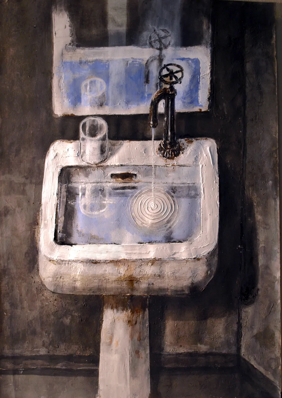 Francesco Santosuosso, Le onde concentriche, 2024, acrilico su carta, 35×50 cm