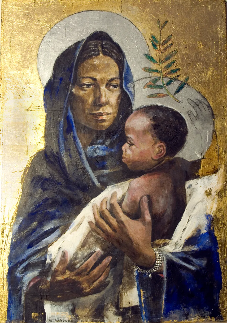 Francesco Santosuosso, Madonna nera, 2016, olio e acrilici su legno, 50×35 cm