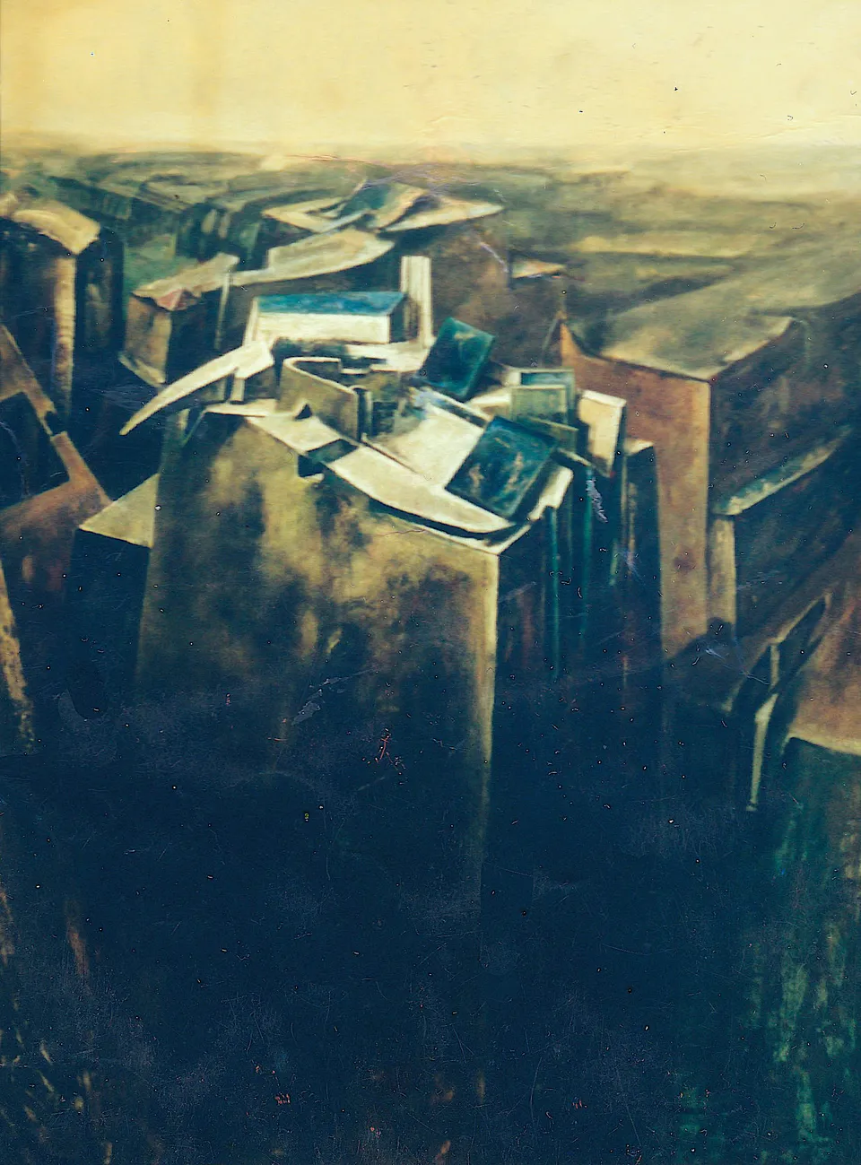 Francesco Santosuosso, Metropolis, 1997, olio e acrilico su tela, 200×150 cm