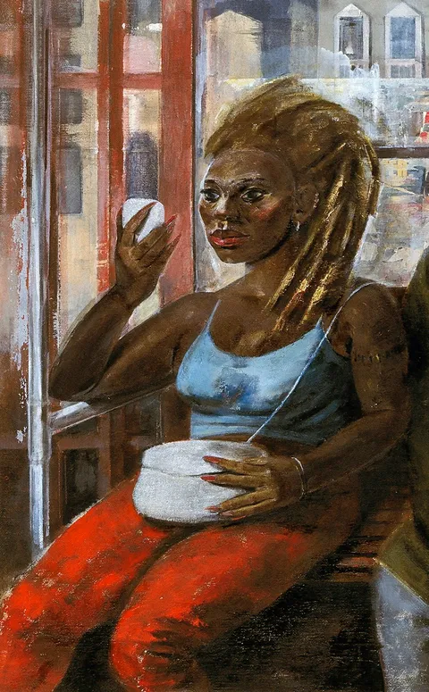 Francesco Santosuosso, MILANESI-particolare, 2000, olio, 100×140 cm