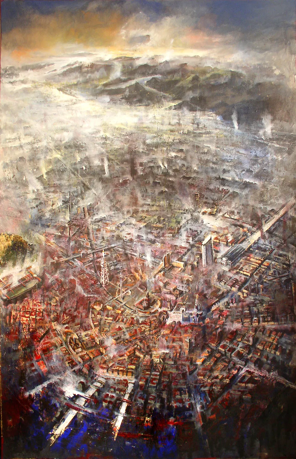 Francesco Santosuosso, Milano, 2005, olio e acrilici su tavola, 200×130 cm