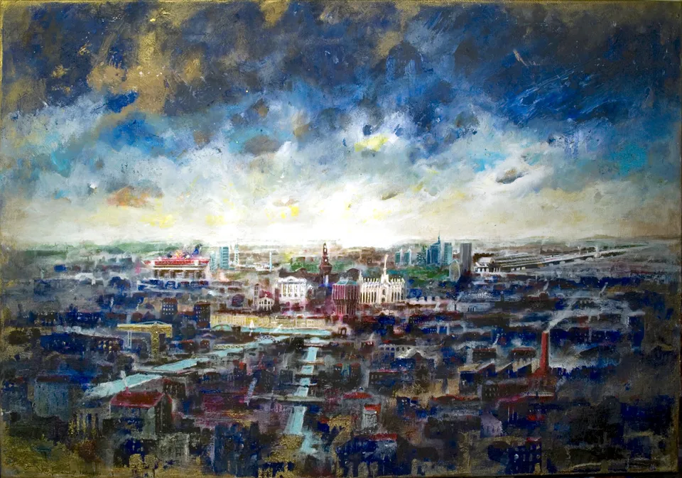Francesco Santosuosso, Milano, 2016, olio e acrilico su tela, 70×100 cm