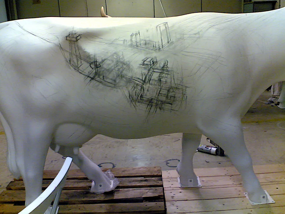 Francesco Santosuosso, Mucca MILANO -santosuosso -schizzo a, 2007, matita