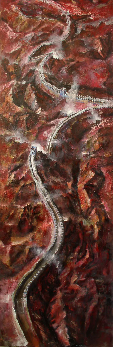 Francesco Santosuosso, Muraglia cinese particolare 1 del dittico, 2005, 300×150 cm