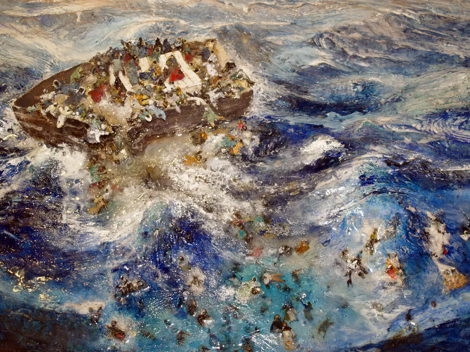 Francesco Santosuosso, Naufragio, 2016, bassorilievo, 50×120 cm