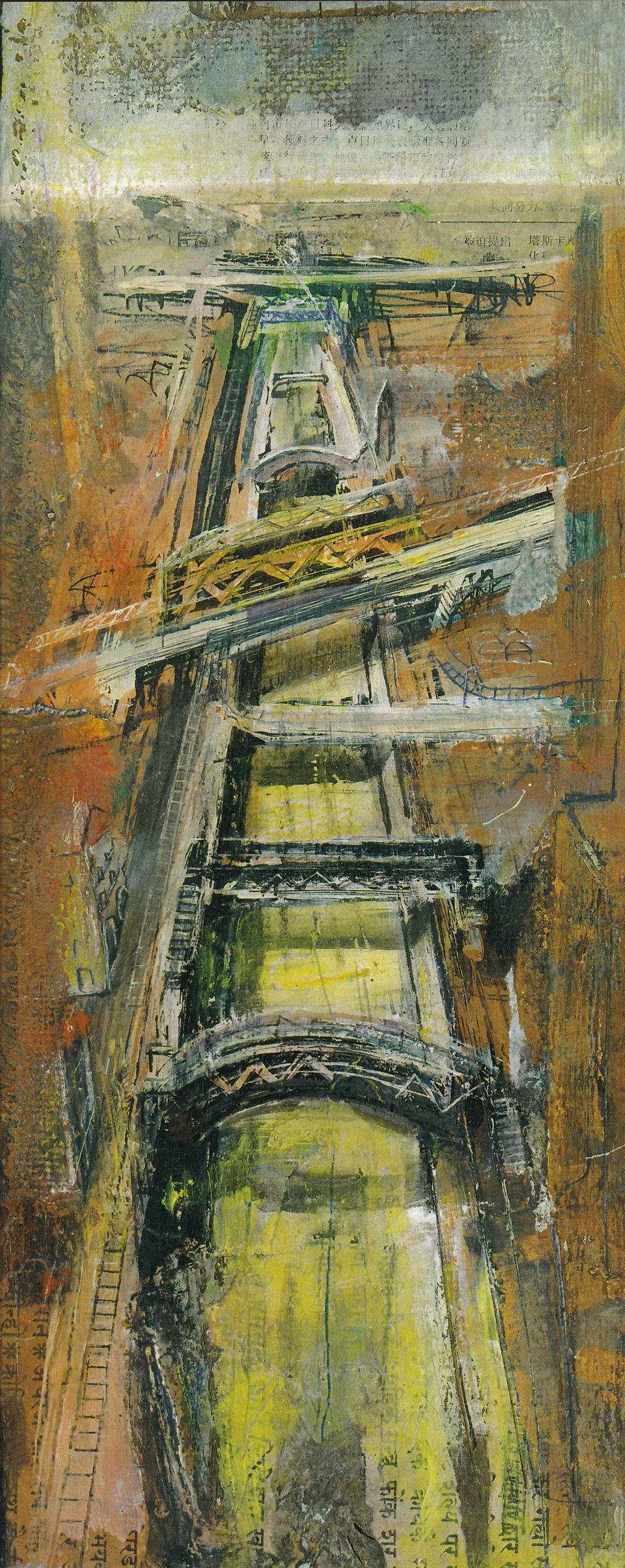 Francesco Santosuosso, Naviglio, 1999, acrilico su legno, 75×25 cm