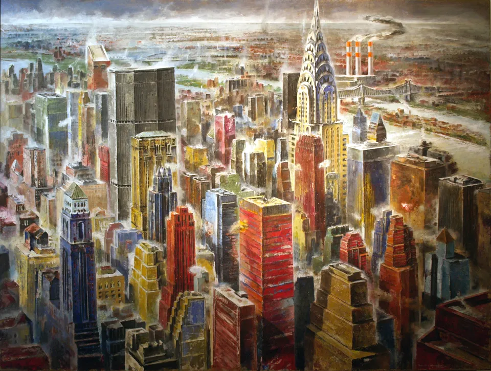Francesco Santosuosso, NEW YORK luglio, 2010, olio acrilico su tavola, 120×160 cm