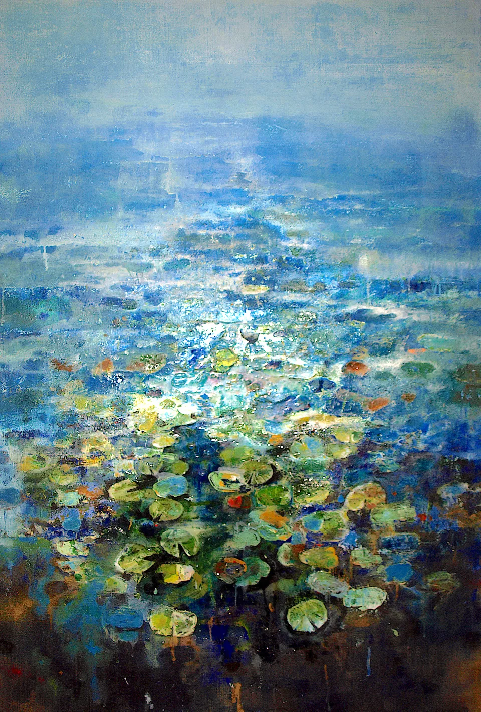 Francesco Santosuosso, Ninfee, 2020, olio e acrilico su tela, 150×100 cm