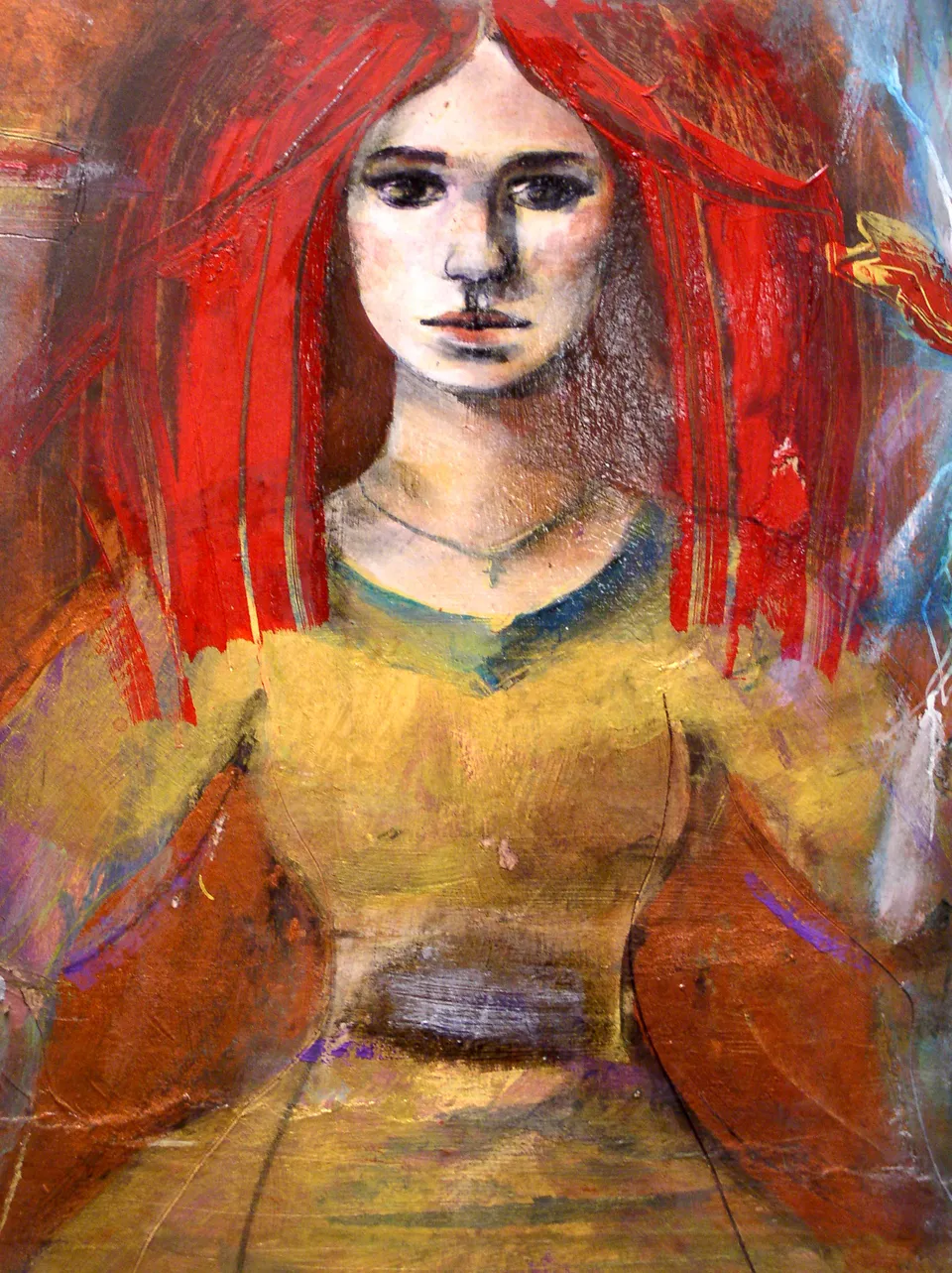 Francesco Santosuosso, Particolare 1 della VITA DI SANTA BARBARA DEI FULMINI, 2001, acrilico su carta su tavola, 106×70 cm