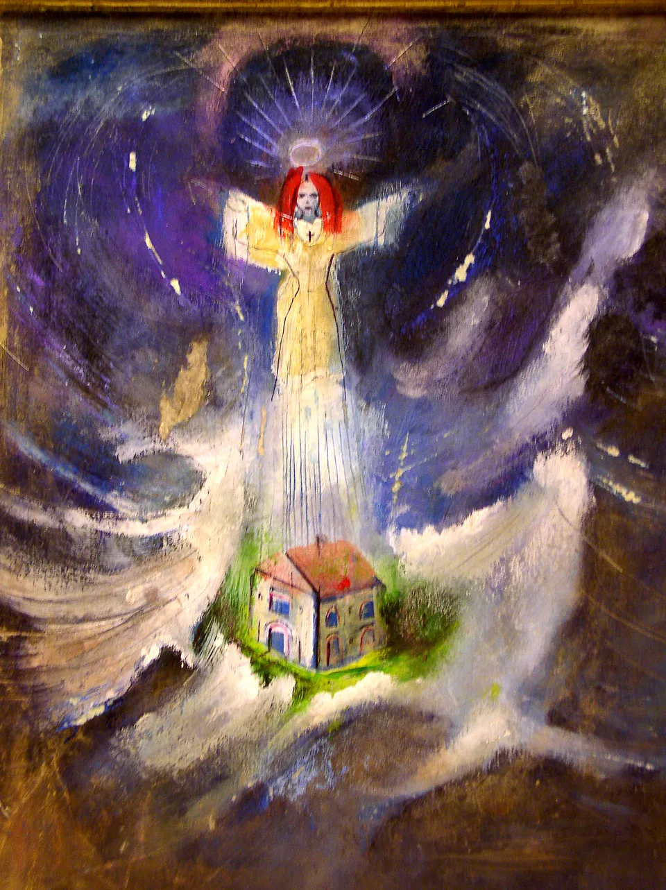 Francesco Santosuosso, Particolare 6 della VITA DI SANTA BARBARA DEI FULMINI, 2001, acrilico su carta su tavola, 106×70 cm