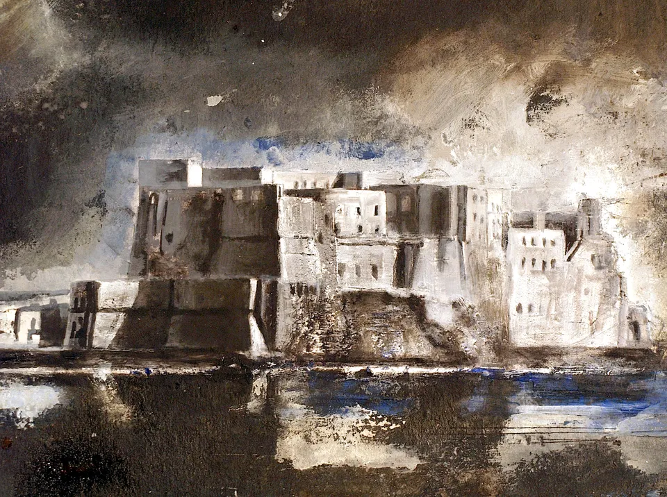 Francesco Santosuosso, PARTICOLARE Castel dell'Ovo7, 2012, olio su carta catramata, 30×60 cm