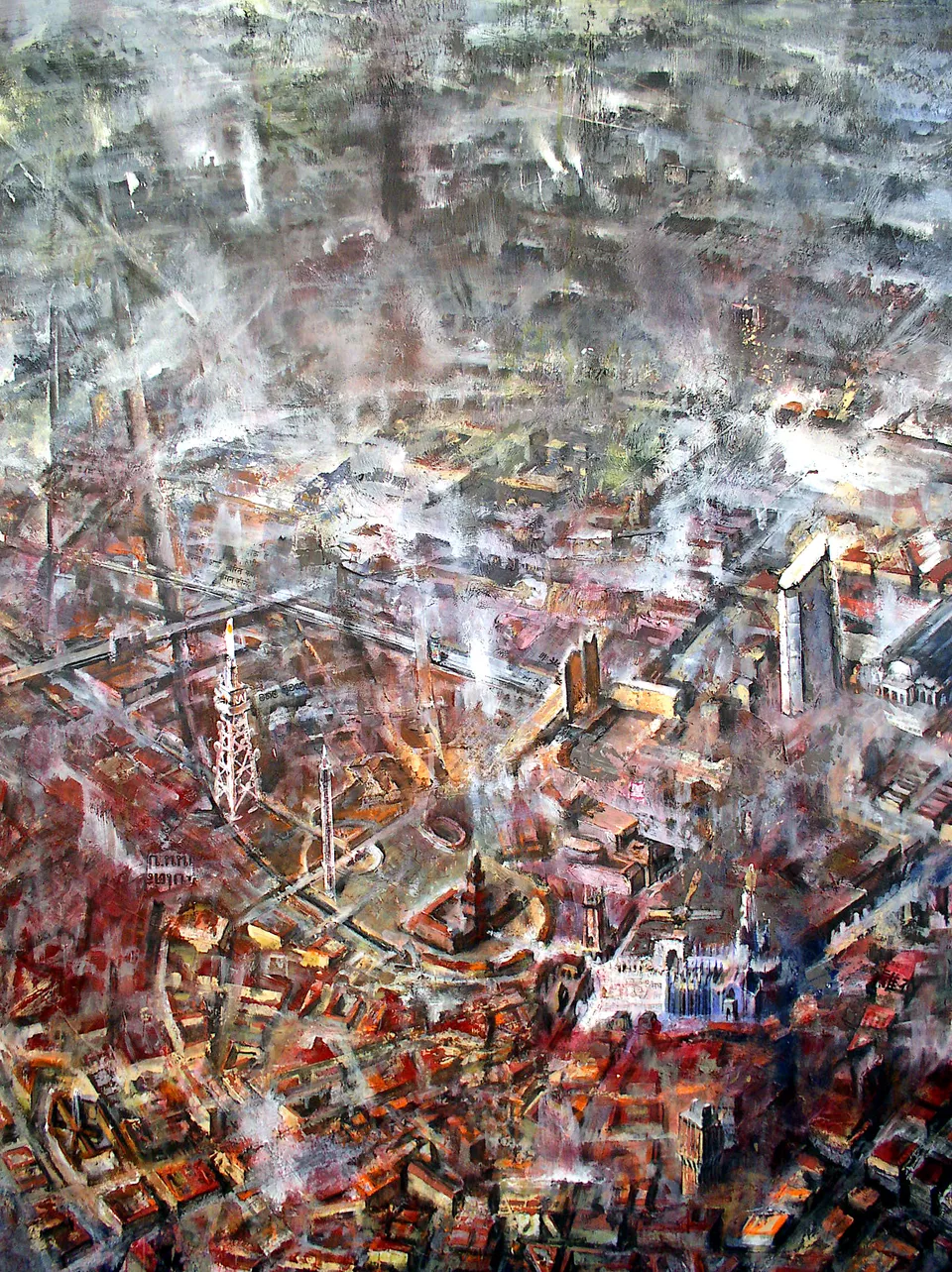 Francesco Santosuosso, Particolare del dipinto MILANO, 2005, 200×130 cm