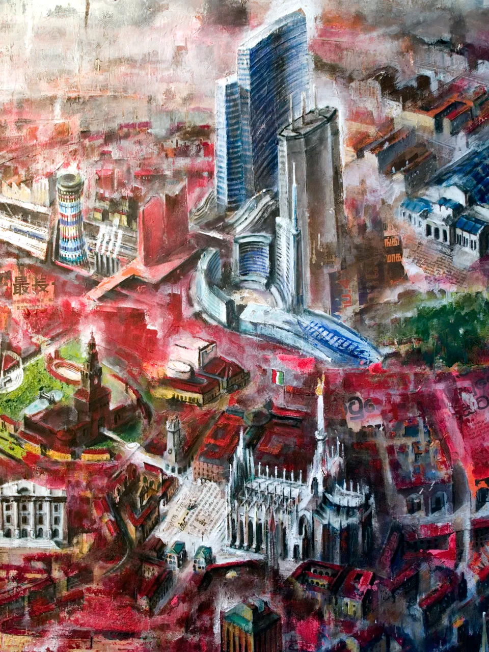 Francesco Santosuosso, Particolare del dipinto MILANO, 2011, 100×150 cm