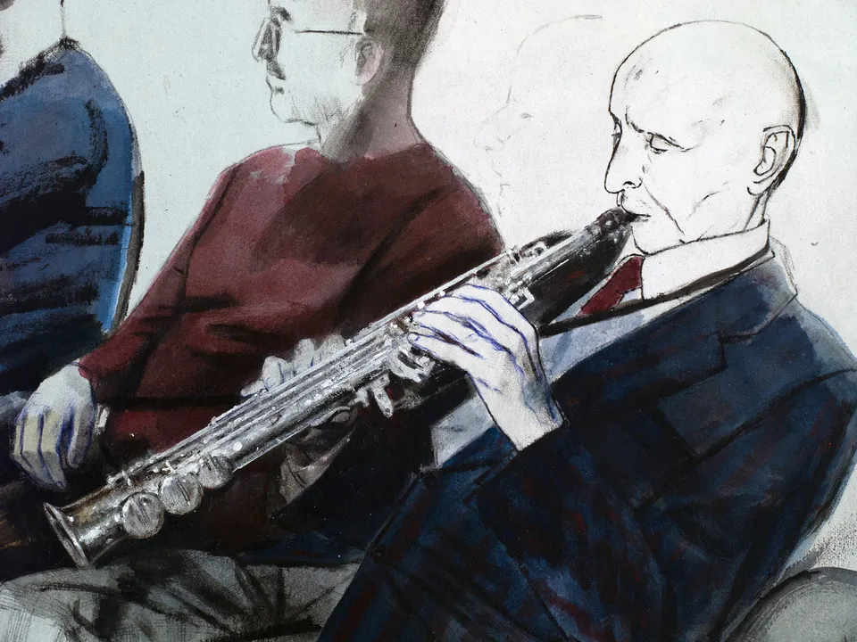 Francesco Santosuosso, Particolare del dipinto WAITING TO PLAY, 2019, china e acrilici su carta di riso intelata, 100×70 cm