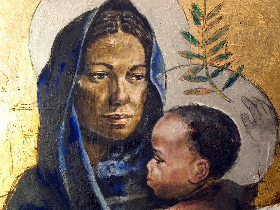 Francesco Santosuosso, Particolare di “madonna nera, 2016, olio e acrilici su legno, 50×35 cm