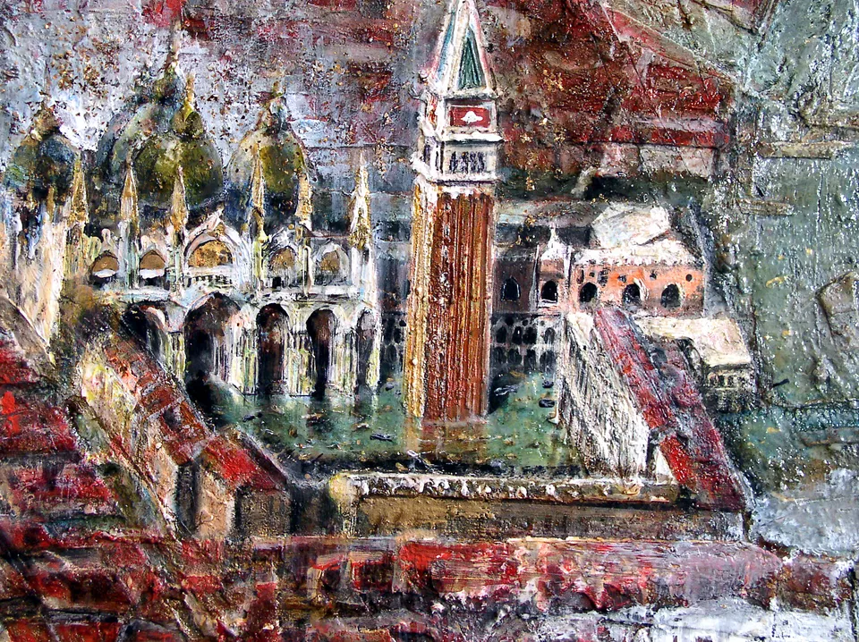 Francesco Santosuosso, Particolare pazza san marco con acqua alta del dipinto VENEZIA, 2006
