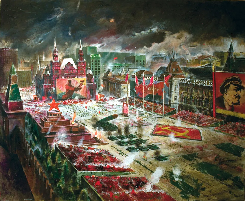 Francesco Santosuosso, Piazza rossa-santosuosso, 2009, olio su tavola, 90×120 cm