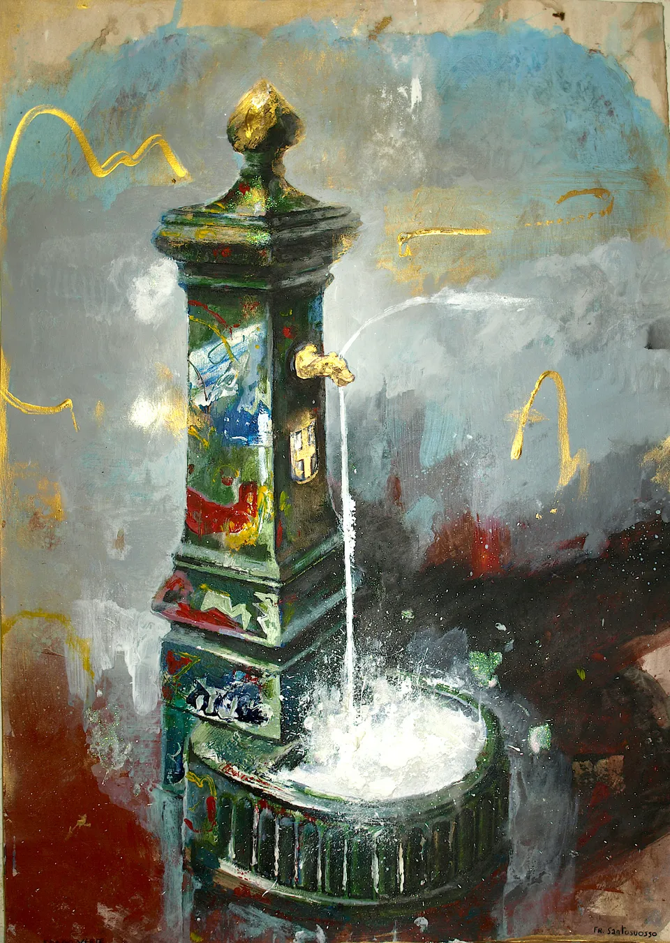 Francesco Santosuosso, Porta volta, 2022, acrilico e embossy a caldo su carta, 23×14 cm