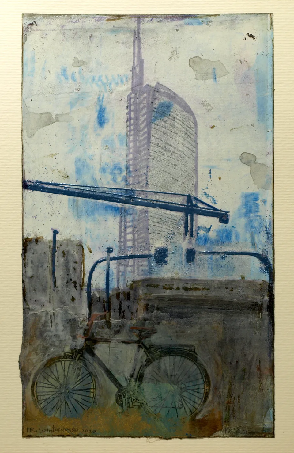 Francesco Santosuosso, Porta volta, 2022, acrilico e embossy a caldo su carta, 23×14 cm