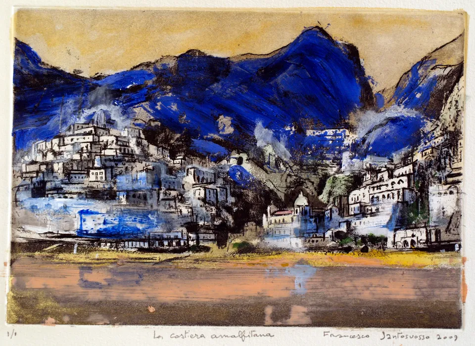 Francesco Santosuosso, Positano, 2005, incisione in acquaforte e acquatinta su zinco