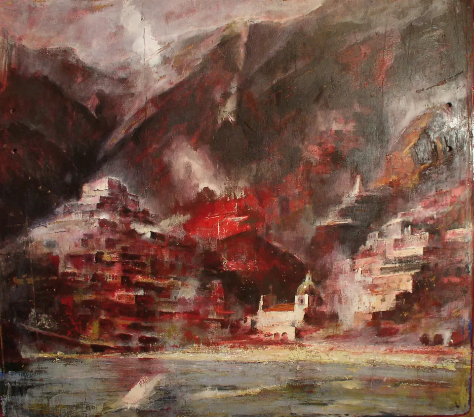 Francesco Santosuosso, Positano, 2005, acrilico su legno, 120×80 cm