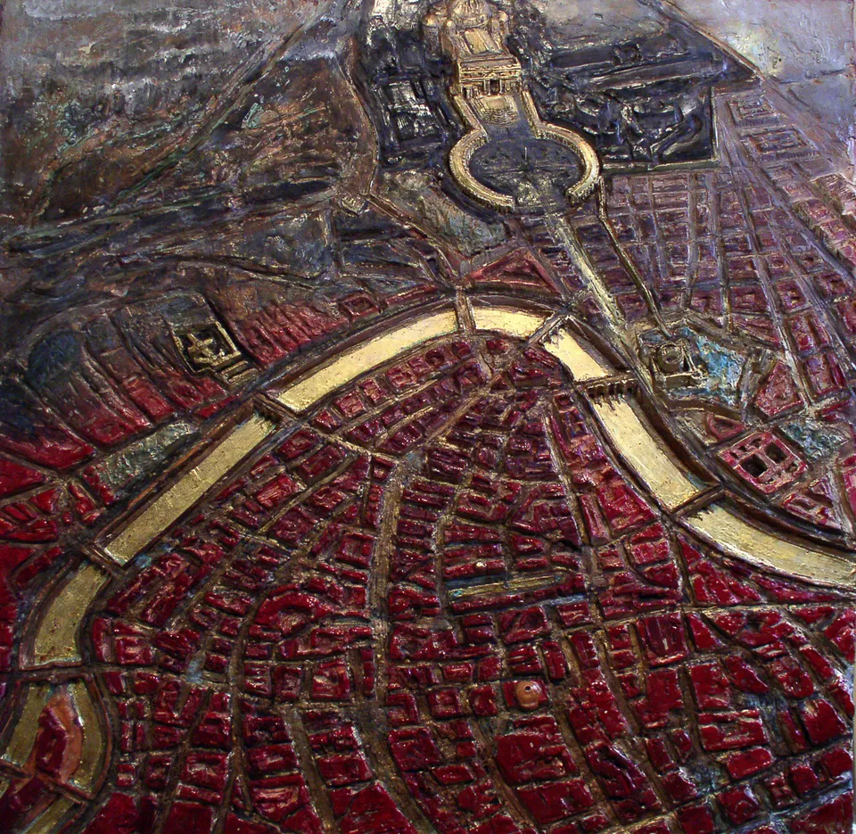 Francesco Santosuosso, Roma, 2007, bassorilievo, 90×90 cm