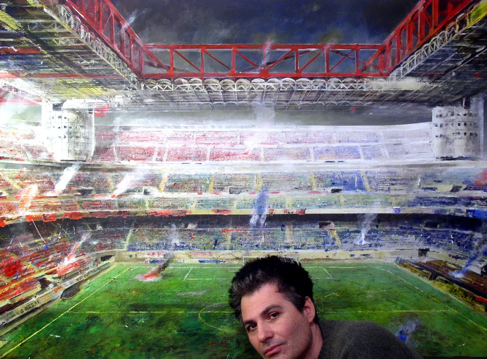 Francesco Santosuosso, SanSiro, 2003, acrilico su tela, 150×200 cm