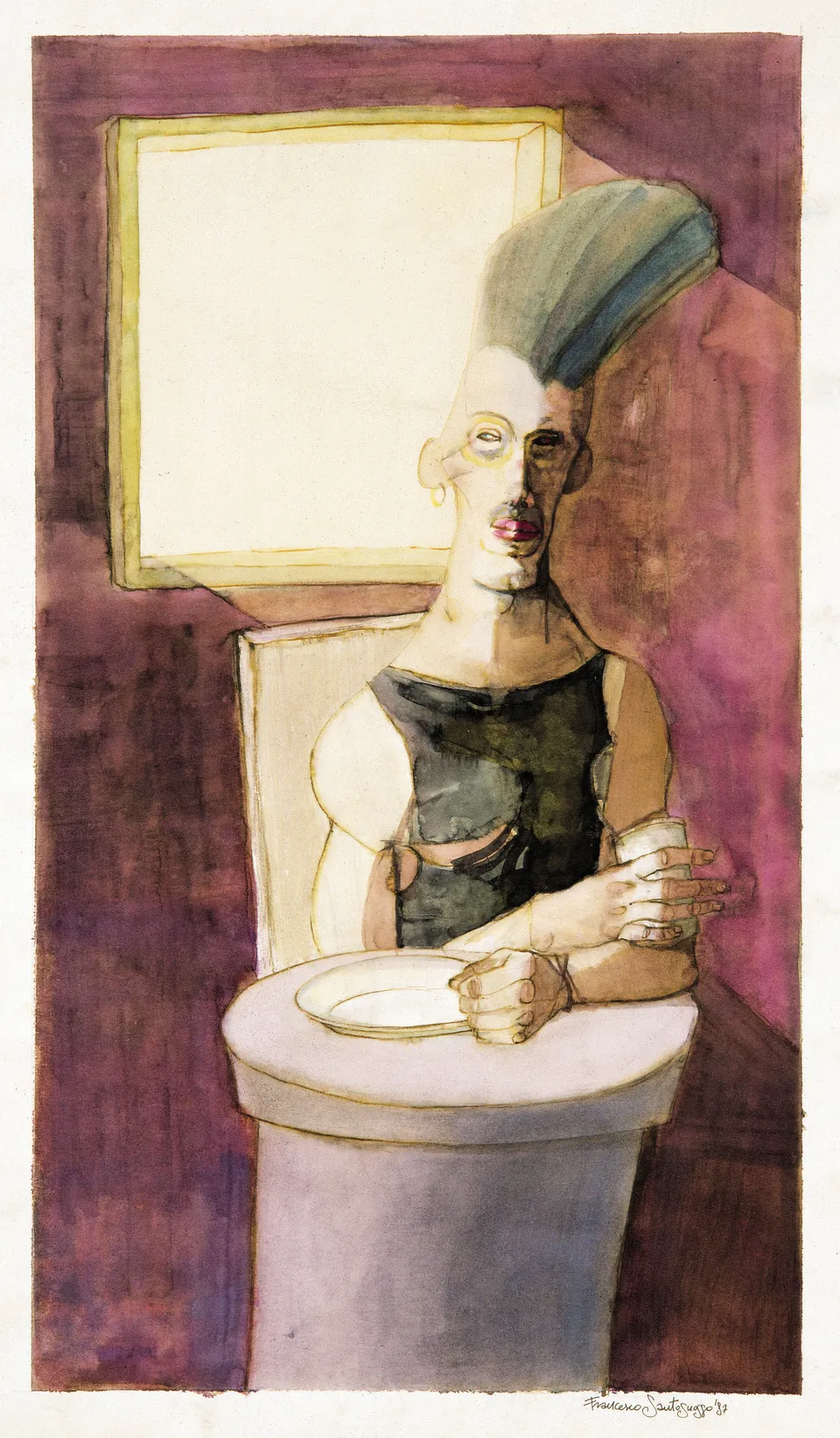 Francesco Santosuosso, Schiele, 1987, china, ecoline su carta