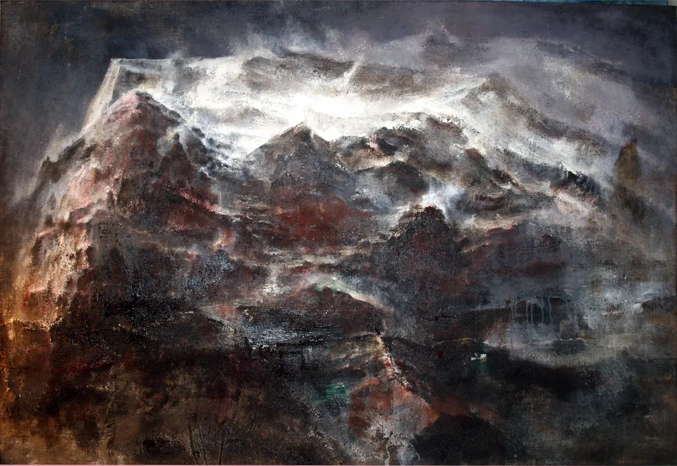 Francesco Santosuosso, Spazio tempo gravitazione, 2014, olio e acrilico su tela di juta, 100×150 cm